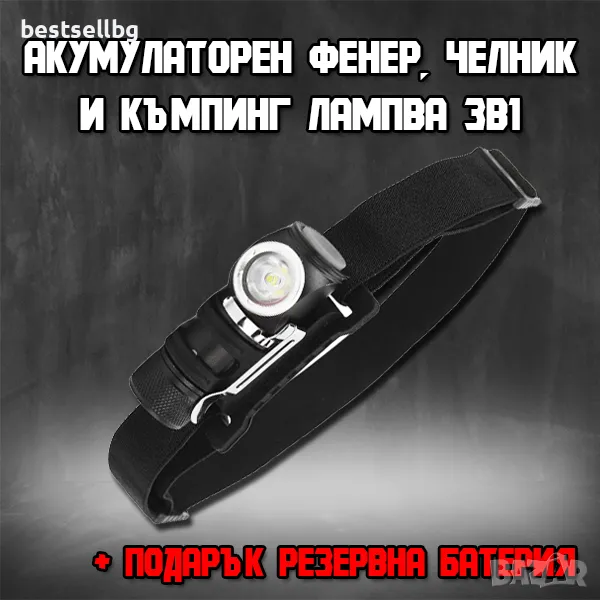 Мощен акумулаторен челник универсален фенер за глава къмпинг лампа, снимка 1
