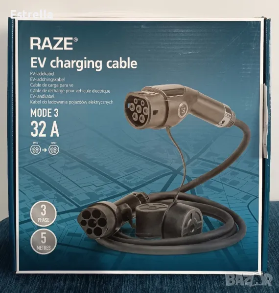 Кабел за зареждане, режим 3, 32 A, 3 фази, 5m (EV) , снимка 1