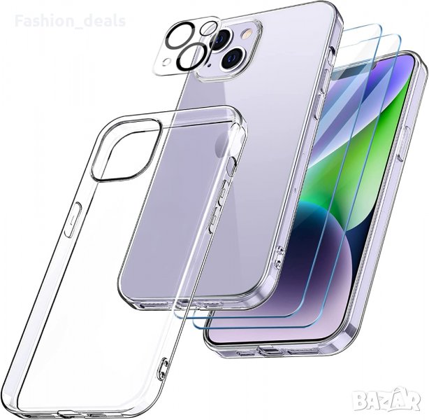 Нов прозрачен калъф кейс гръб за iPhone 14 Plus + 2 броя протектори за екран Защита Айфон, снимка 1