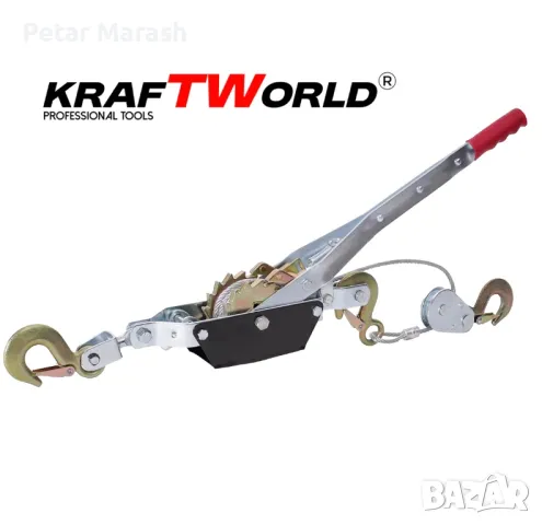 Лебедка 4т KraftWorld – със стоманено въже 2,5м и 2 куки, снимка 4 - Други инструменти - 50432935