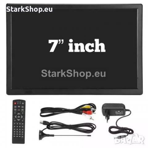  Преносим телевизор 7″ с батерия + работи на 12V / 220V