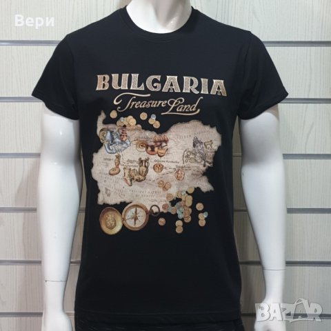 Нова мъжка черна тениска с трансферен печат България - Treasure Land (Земя на съкровищата), снимка 11 - Тениски - 27987779
