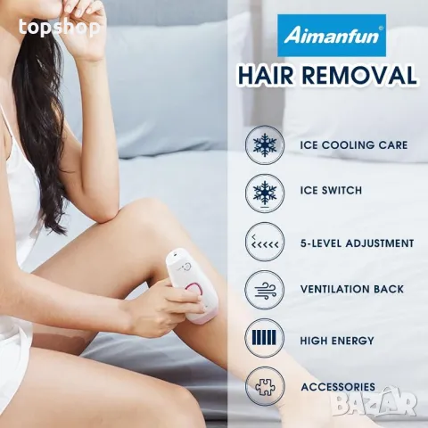 Устройство за епилация Aimanfun IPL Функция за охлаждане с лед, 5 нива, снимка 4 - Епилатори - 50355194