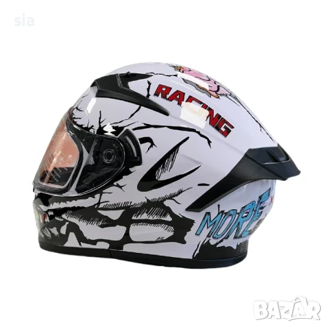 Каска за мотор, Шлем+ слюда, 4 размера, White, снимка 8 - Аксесоари и консумативи - 43375177
