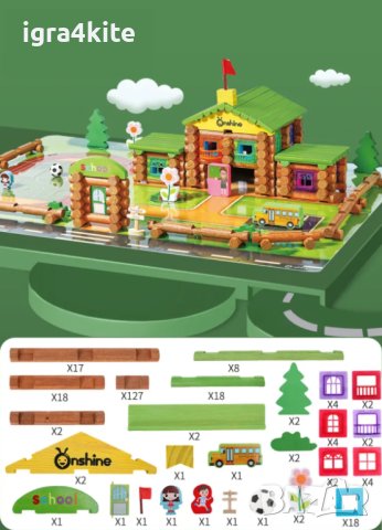 ТОП КОЛЕДЕН ПОДАРЪК Намаления! Къща в гората. Дървен конструктор 270 ч. Lincoln blocks, снимка 3 - Образователни игри - 43037663