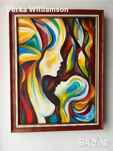 Майчинство - абстрактна картина с майка и дете