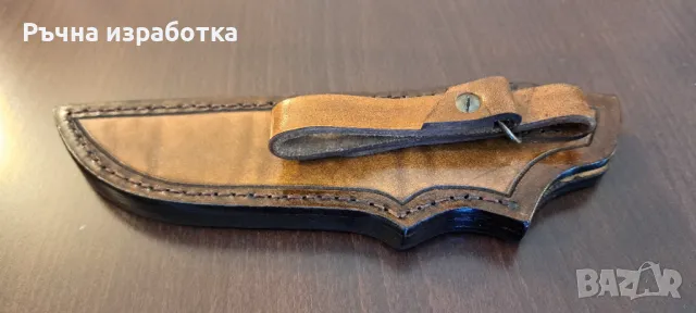 Кания естествена кожа с вложка от змийска кожа телешки бланк нож лов, снимка 11 - Ножове - 48078507