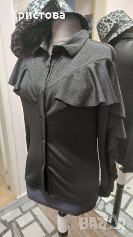 Елегантна черна риза/блуза с харбали - 15,00лв., снимка 5 - Ризи - 32689769