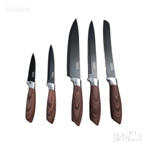 Комплект ножове Voltz с мраморно покритие и стойка – Стил, острота и удобство за перфектна кухня , снимка 5 - Други - 52545317