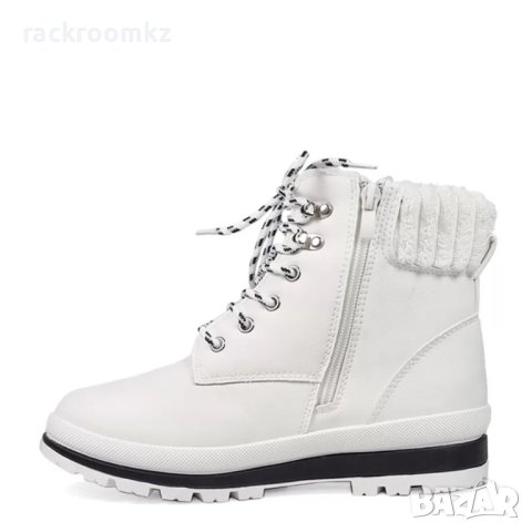 Дамски зимни боти в бял цвят с връзки и цип модел: B3118-2 white, снимка 4 - Дамски боти - 43763594