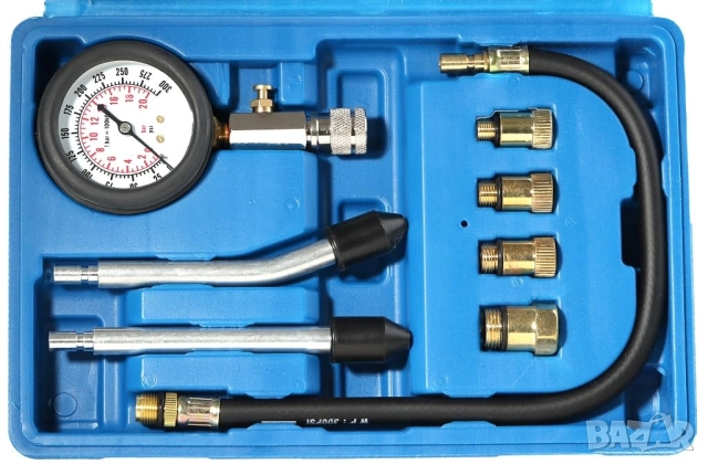   К-т тестер за компресия на бензинов двигател (0-20 bar / 0-300 psi) Kraft Royal, снимка 3 - Аксесоари и консумативи - 51497365