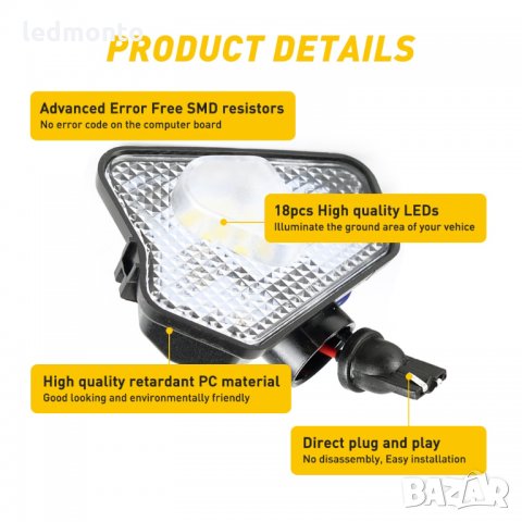 Светлина под огледалата Мерцедес W176 X156 W204 W212 W246 W117 W218 W219 W209 W221 C117 W242, снимка 4 - Аксесоари и консумативи - 33418764