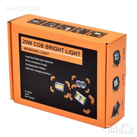Преносима работна сервизна акумулаторна LED лампа фенер за къмпинг лов, снимка 6 - Къмпинг осветление - 29055563