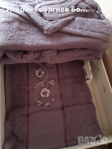 Хавлиен халат за баня плюс  голяма и малка плажна кърпа и сапун., снимка 4 - Хавлиени кърпи - 43186688