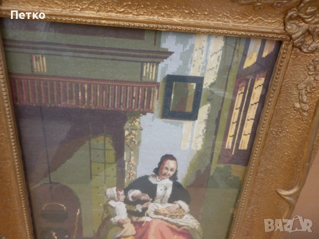 Голям  автентичен  гоблен, снимка 4 - Антикварни и старинни предмети - 53148414