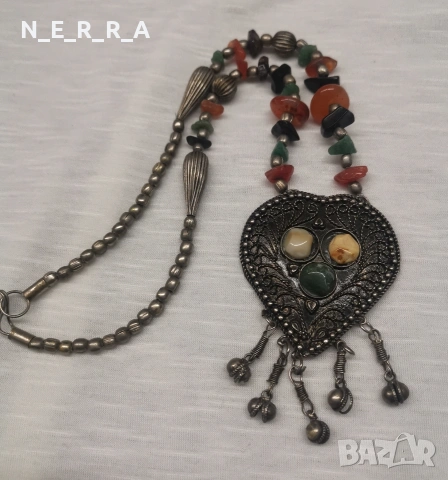 Дълъг старинен медальон с ахати, снимка 2 - Антикварни и старинни предмети - 53191023