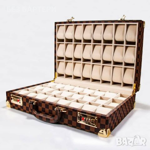 Луксозен куфар за съхранение на часовници 48 слота, снимка 3 - Куфари - 43690687