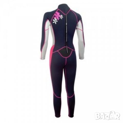 Дълъг дамски неопренов костюм Aropec в черно и розово, снимка 2 - Водни спортове - 33315016