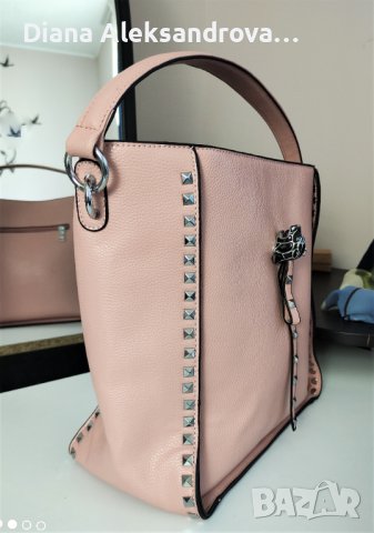 Лятна дамска чанта, голям размер, в пепелно розов цвят. 26лв., снимка 2 - Чанти - 37348415
