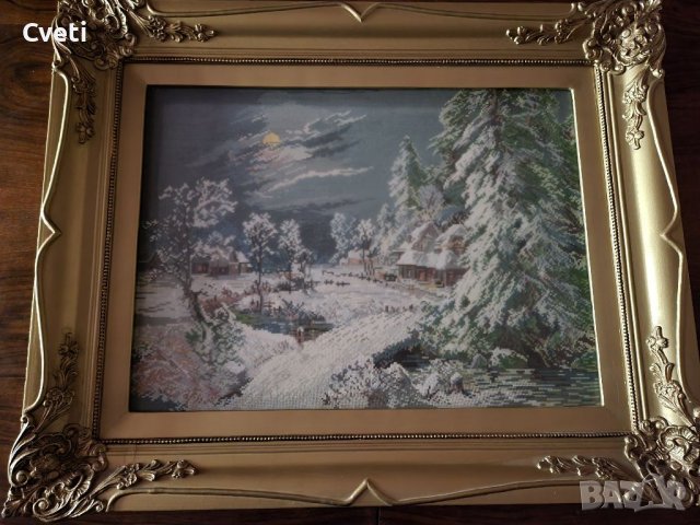 Гоблен,, Хитлерова  зима"/Лунна зима/, снимка 2 - Гоблени - 38014555