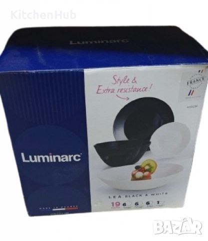 Черно-бял сервиз за хранене от 19 части Luminarc Lea Black & White, снимка 5 - Сервизи - 52382963