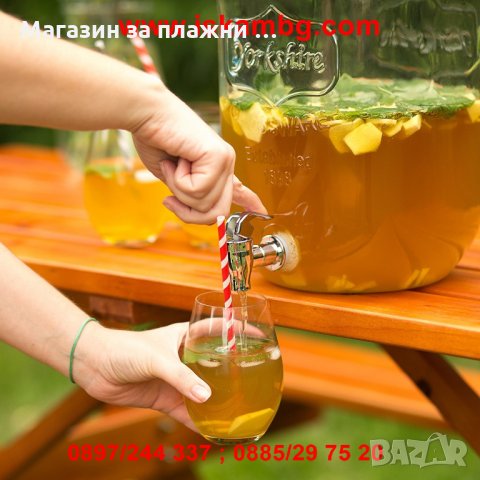 Винтидж стъклен буркан с канелка Party Jack за напитки, снимка 5 - Други - 26912420