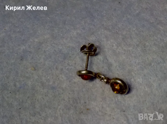 НЕЖНА СРЕБЪРНА ОБЕЦА СРЕБРО 925 с ШЛИФОВАН БАЛТИЙСКИ НАТУРАЛЕН КЕХЛИБАР 30545, снимка 9 - Обеци - 49510827