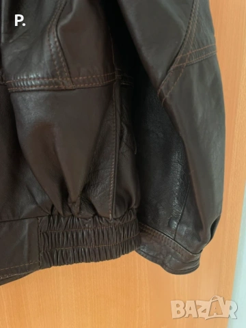Кафяво кожено яке , снимка 4 - Якета - 53510575