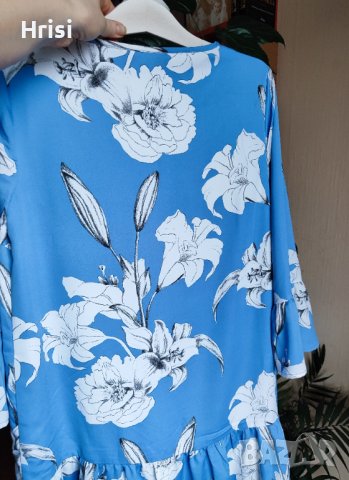 Нова синя флорална рокля , снимка 4 - Рокли - 43484989