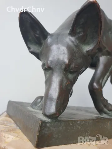34см-4кг Diller статуетка/стара немска бронзова скулптура/фигура на куче-немска овчарка, снимка 8 - Статуетки - 50276725
