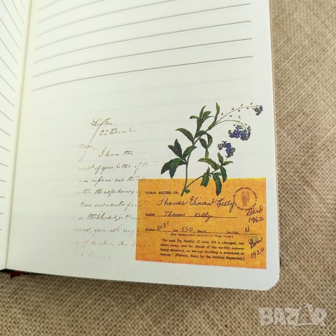 Ръчно подвързан бележник във винтидж стил с твърди корици и цветен печат, снимка 9 - Други - 43251026