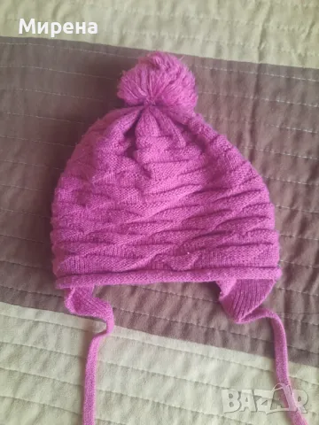 Зимна ватирана шапка за момиче размер 74, 9-12 месеца