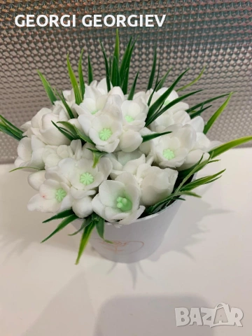 цветя изработени с глицеринов ароматен сапун и Българска роза , снимка 11 - Изкуствени цветя - 53114221