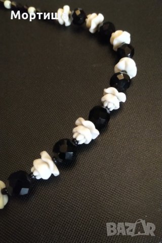 Ретро огърлица черен шпинел и бял оникс  НАМАЛЕНИЕ, снимка 3 - Колиета, медальони, синджири - 28810463