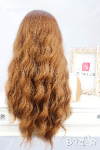 Дълга на вълни светлокестенява перука с бретон Мег, снимка 6 - Аксесоари за коса - 25816733