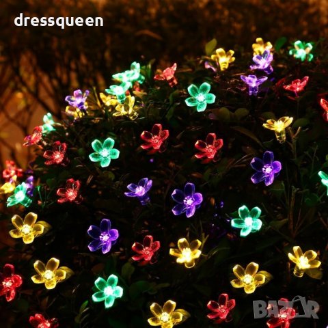 3705 Соларен гирлянд за декорация на градина с лампички във формата на цветя, снимка 3 - Градински мебели, декорация  - 37614125