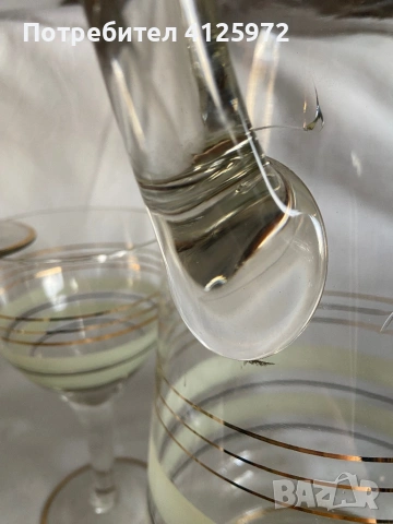 Стъклен соц керамичен сервиз за вино - кана и 6 броя чаши на столче , снимка 3 - Сервизи - 53107074