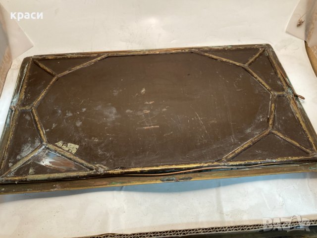 Старо стенно огледало с бронзова рамка и фасет на огледалата, снимка 6 - Антикварни и старинни предмети - 42962381
