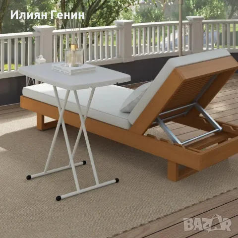 Градинска маса Outsunny, преносима градинска маса, изработена от пластмаса и метал, снимка 4 - Градински мебели, декорация  - 50356092