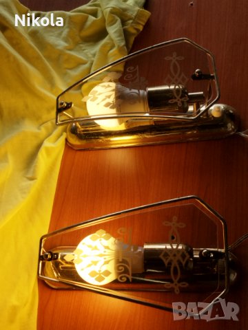 Стенни лампи - 2бр. аплици със златиста основа и стъкло, снимка 13 - Лампи за стена - 40424228