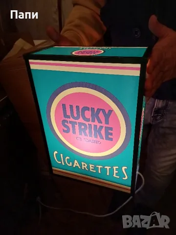 Ретро светеща рекламна кутия "Lucky strike", снимка 6 - Антикварни и старинни предмети - 49823063
