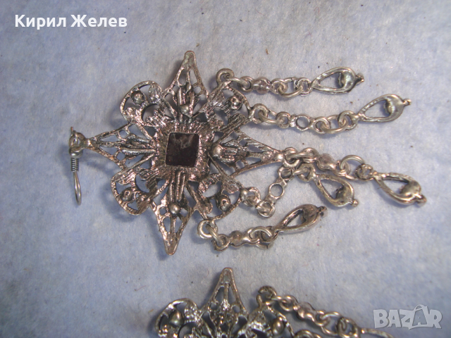 ПРЕКРАСНИ ПОСРЕБРЕНИ РЕТРО - ВИНТИДЖ БЕЛ ЕПОК СТИЛ СКЪПОЦЕННИ КРИСТАЛНИ ОБЕЦИ 14166, снимка 11 - Обеци - 36524967