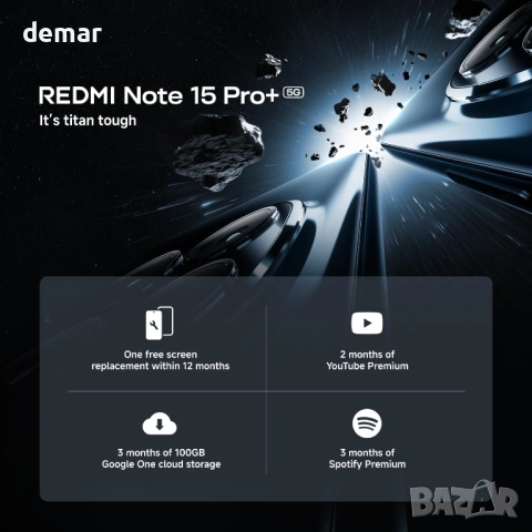 XIAOMI Redmi Note 15 Pro+ 5G, смартфон 12+512 GB, 6.83" AMOLED дисплей, снимка 2 - Xiaomi - 53383856