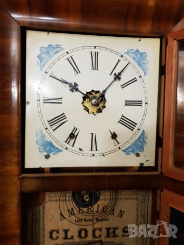 Стар американски стенен часовник, снимка 5 - Антикварни и старинни предмети - 27492639