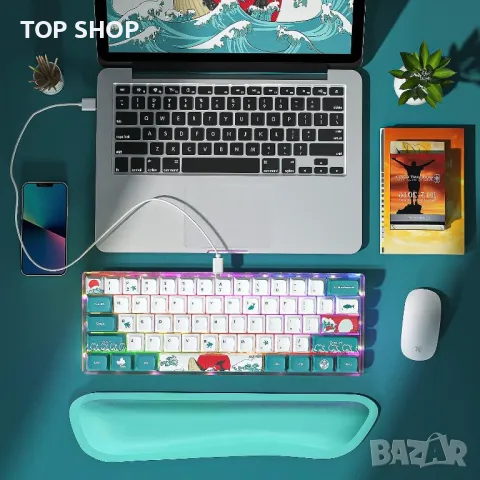 MIHIYIRY 60% кабелна игрална клавиатура, 61 клавиша SK механична клавиатура, RGB подсветка, снимка 2 - Клавиатури и мишки - 49340604