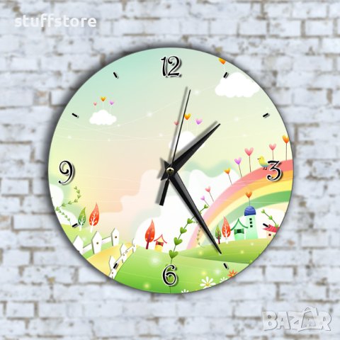 Стенен Часовник - Анимиран Свят Сърчица Дъга, снимка 1 - Стенни часовници - 43365157