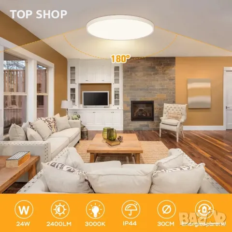 24W 3000K-6500K таванна лампа за баня с дистанционно управление , Плафон с дистанционно IP44, снимка 2 - Лампи за баня - 48808835