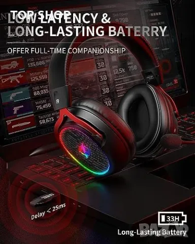 Нови Безжични Гейминг Слушалки, 2.4 GHz, 7.1 Съраунд Звук, снимка 8 - Друга електроника - 49444843