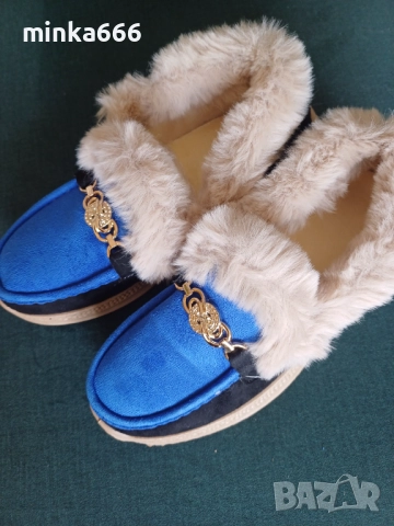 Мокасини с пух, снимка 2 - Дамски ежедневни обувки - 51910650