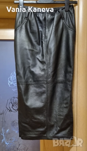  Кожена пола. Естествена кожа. Нова. Размер М, Л.Дължина 80 см. Два странични ципа ., снимка 7 - Поли - 47400403